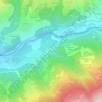 Sangot topographic map, elevation, terrain