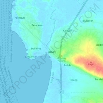 Socah topographic map, elevation, terrain