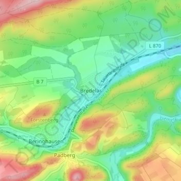 Bredelar topographic map, elevation, terrain