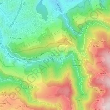 Au Besson topographic map, elevation, terrain