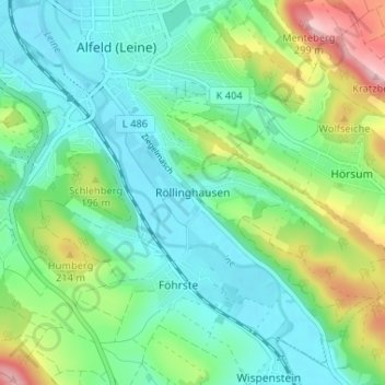 Röllinghausen topographic map, elevation, terrain