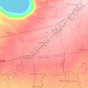 Dominador West topographic map, elevation, terrain