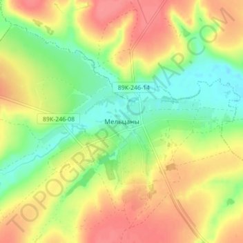 Мельцаны topographic map, elevation, terrain