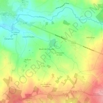 Les Pouyades topographic map, elevation, terrain