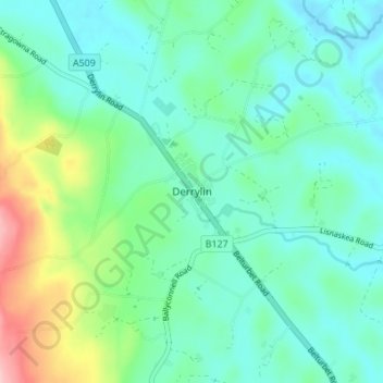 Derrylin topographic map, elevation, terrain