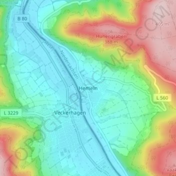 Hemeln topographic map, elevation, terrain