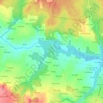 Kerpeu topographic map, elevation, terrain