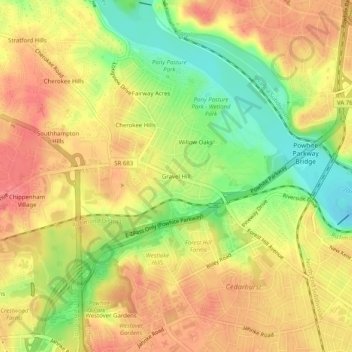 Gravel Hill topographic map, elevation, terrain