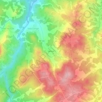 Valongo topographic map, elevation, terrain