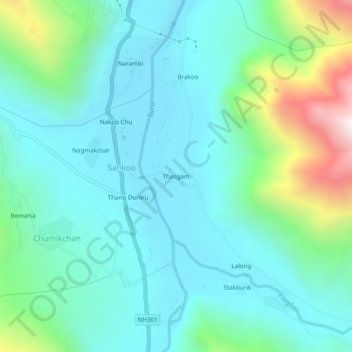 Thasgam topographic map, elevation, terrain