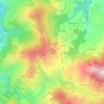 Marlin topographic map, elevation, terrain