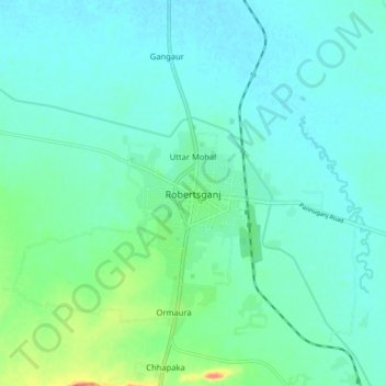 Robertsganj topographic map, elevation, terrain
