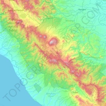 Jangkat topographic map, elevation, terrain