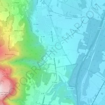 Servette topographic map, elevation, terrain
