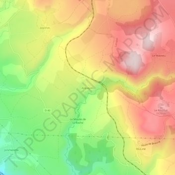 Arquejols topographic map, elevation, terrain
