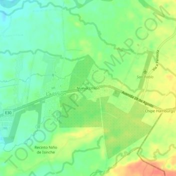 Nueva Unión topographic map, elevation, terrain