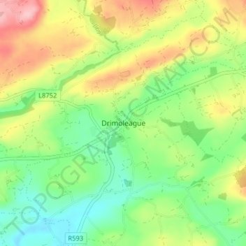 Drimoleague topographic map, elevation, terrain