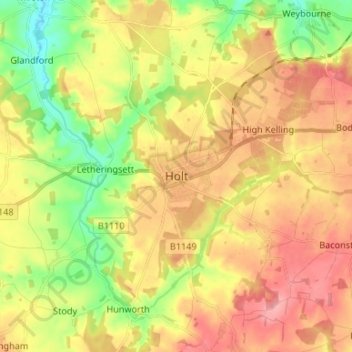 Holt topographic map, elevation, terrain