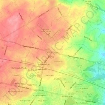 Booths Corner topographic map, elevation, terrain