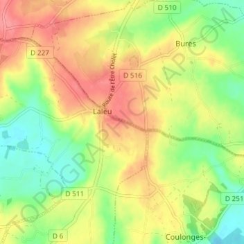 Saint-Ellier topographic map, elevation, terrain