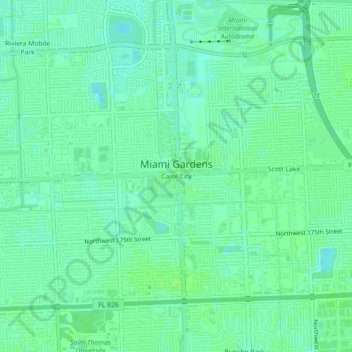 Carol City topographic map, elevation, terrain
