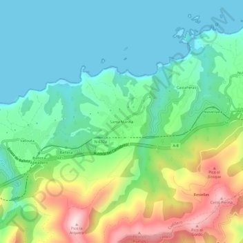 Santa Marina topographic map, elevation, terrain