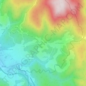 La Croix Saint-Martin topographic map, elevation, terrain