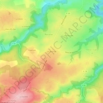 Les Bournets topographic map, elevation, terrain