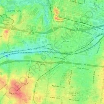 Tower Grove topographic map, elevation, terrain