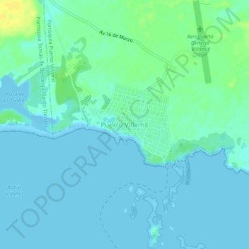 Puerto Villamil topographic map, elevation, terrain