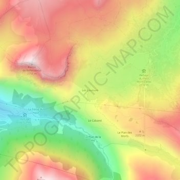 Les Coulours topographic map, elevation, terrain