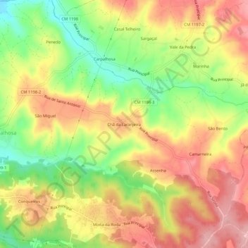 Chã da Laranjeira topographic map, elevation, terrain