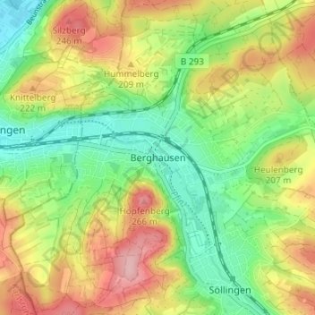Berghausen topographic map, elevation, terrain