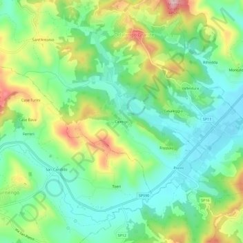 Cicengo topographic map, elevation, terrain