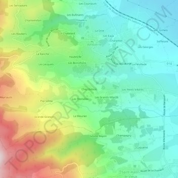 Chez Delaus topographic map, elevation, terrain