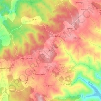 Cepos topographic map, elevation, terrain
