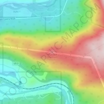 Heybrook Mountain topographic map, elevation, terrain