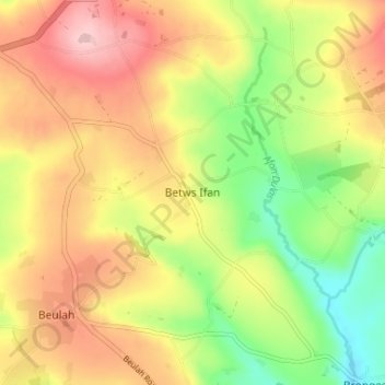 Betws Ifan topographic map, elevation, terrain