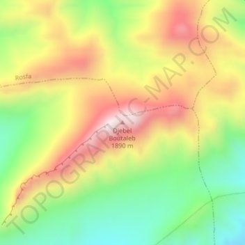 Djebel Boutaleb topographic map, elevation, terrain