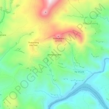Maletsunyane topographic map, elevation, terrain