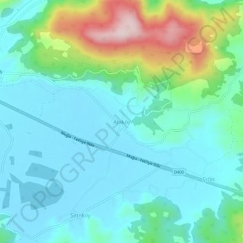 Ataköy topographic map, elevation, terrain