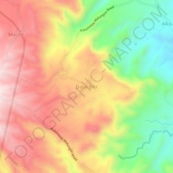 Datal Bila topographic map, elevation, terrain