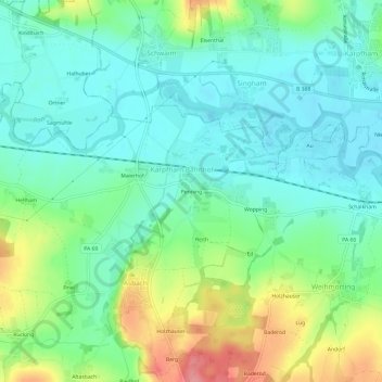 Penning topographic map, elevation, terrain