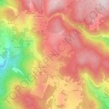 Chougoirand topographic map, elevation, terrain