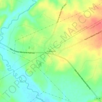 Jonesboro topographic map, elevation, terrain