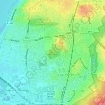 Moon Hill topographic map, elevation, terrain