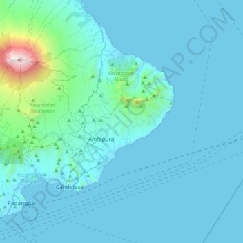 Kecamatan Karangasem topographic map, elevation, terrain