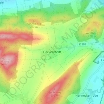 Hackenstedt topographic map, elevation, terrain