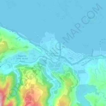 Taganito topographic map, elevation, terrain