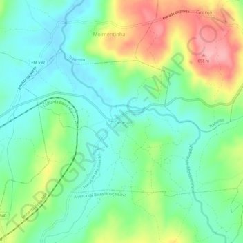 Cerejo topographic map, elevation, terrain